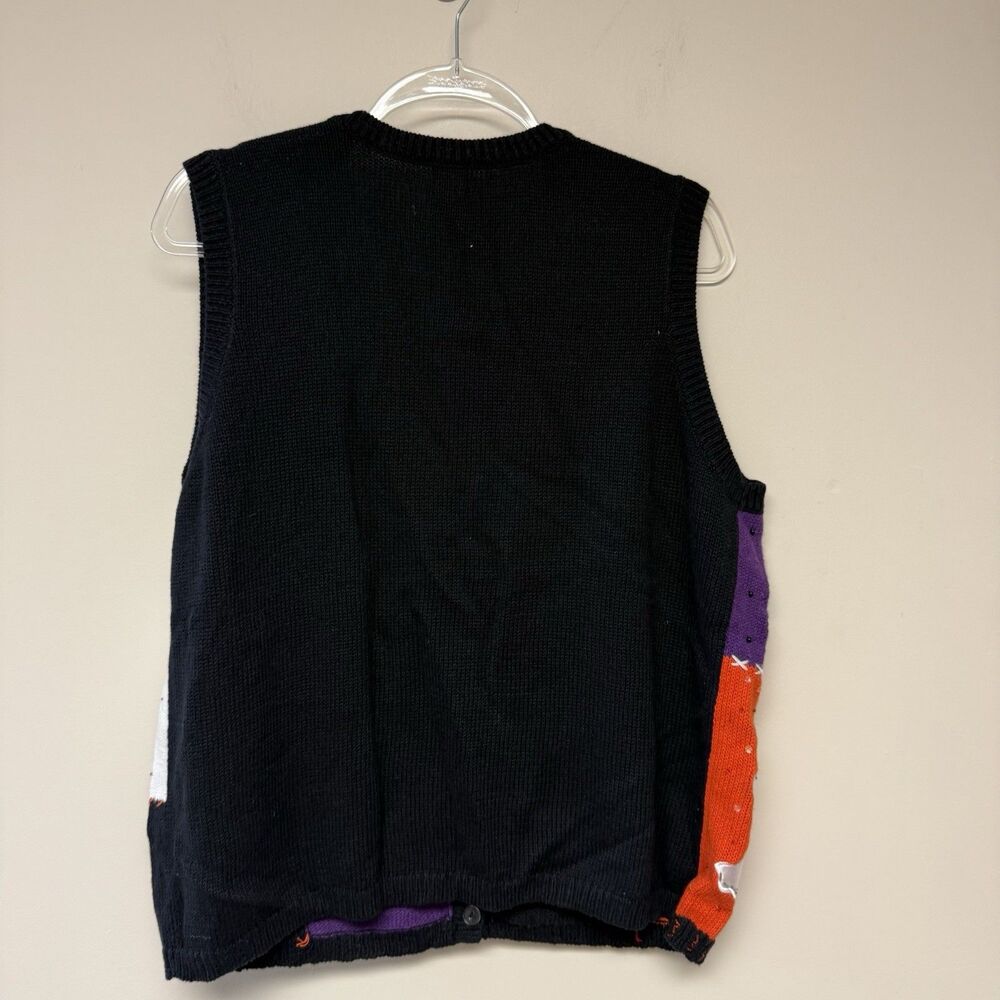 VTG Basic Editions Halloween Sweater Vest Patchwork Witch Ghost XL - Picture 4 of 4